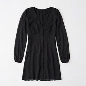 Abercrombie & Fitch Button Up Dress - Black - XS